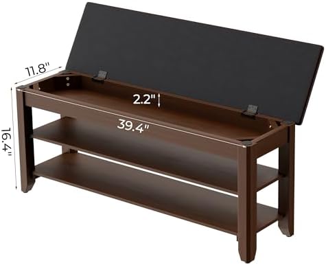 Homleke 39.4" Wide Solid Wood Shoe Rack Bench - Image 3