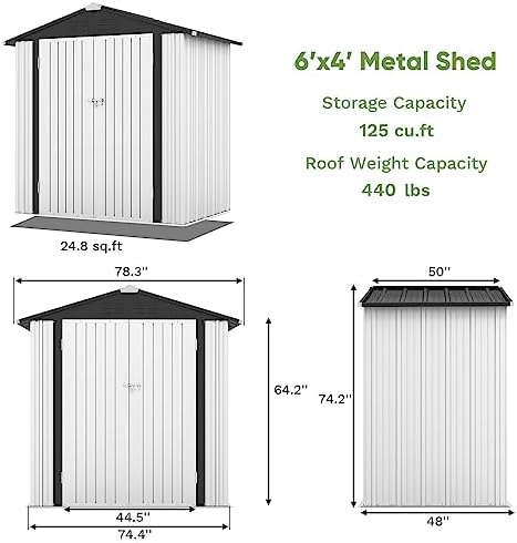 Patiowell 6x4 FT Outdoor Storage Shed - Image 5
