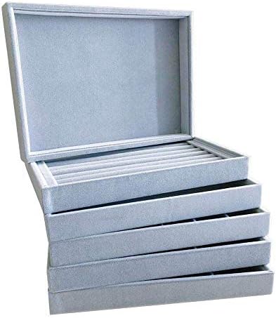 Stackable Tray Grey Velvet Premium Quality Jewelry Small Collections Organizer - Image 6