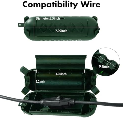 3 Pack Green Outdoor Extension Cord Cover IP44 Waterproof Box - Image 4