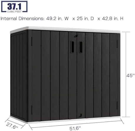 KINYING Outdoor Horizontal Storage Sheds, 37 Cu.ft Outdoor Storage Cabinet - Image 5