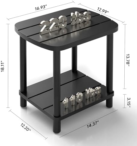 Outdoor Side Table with 2-Tier, Bamboo Small Patio Adirondack Oval Tables - Image 2
