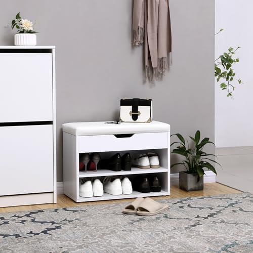 VASAGLE Storage Bench with Cushion, Shoe Bench, Hidden Storage - Image 4