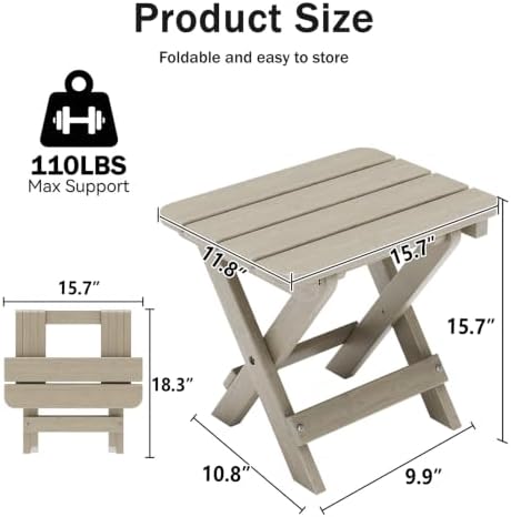 Folding Outdoor Side Table, Small HDPE Patio Table, All-Weather Compact - Image 3