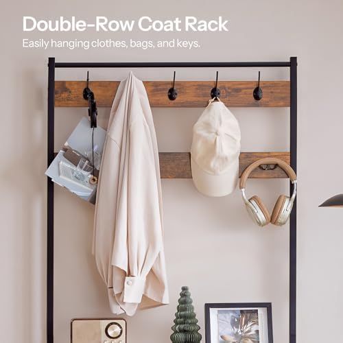 HOOBRO Hall Tree with Bench, Narrow Shoe Rack with Coat Rack, Coat Rack with - Image 6