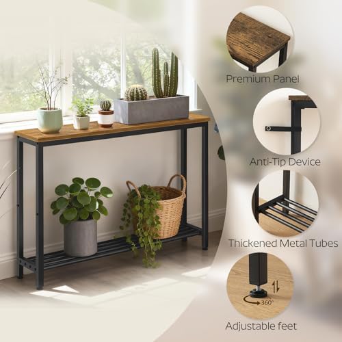 YATINEY Narrow Console Table, 2-Tier Small Sofa Table, 39.4" Thin Entryway - Image 6