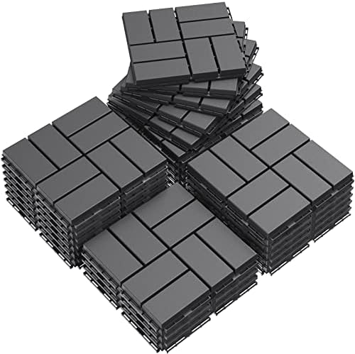 Goovilla Plastic Interlocking Deck Tiles, 27 Pack 12"x12", Dark Grey by Goovilla