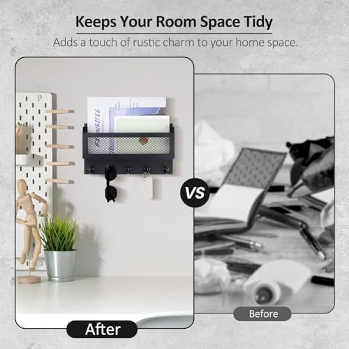 Nekon Mail and Key Holder for Wall Decorative, 11 Inch Mail Holder - Image 2