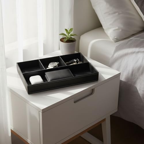 Leather Valet Organizer Nightstand & Dresser Storage Tray - Image 5