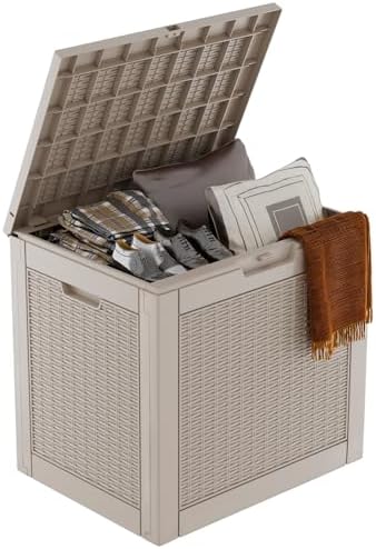 37 Gallon Outdoor Deck Box, Lockable Waterproof Outdoor Storage Boxes by MAIUSCOLI