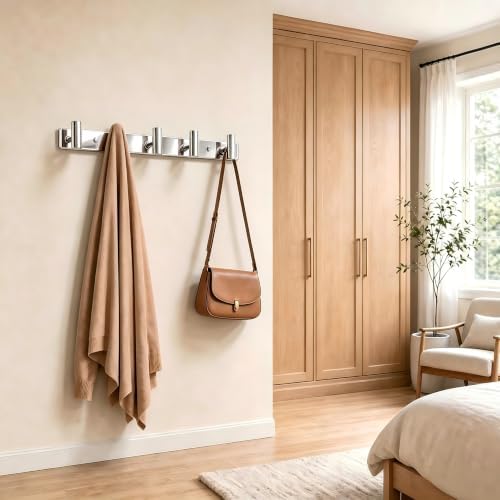 Wall Mounted Coat Rack-5 Hooks, Heavy Duty Stainless Steel Wall Hooks - Image 6
