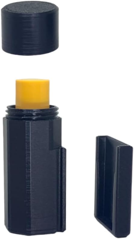 Lip Balm Holder with Car Mount Bracket and Screw Cap Lid for Carrying in Bags Pockets Fits Lip Balm and Lip Stick (1 Pk Blk)