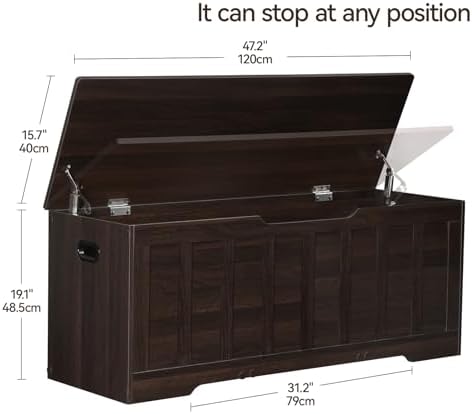 VANKILEY 47.2" Storage Chest Extra Large, Wooden Storage Trunk - Image 2