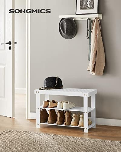 SONGMICS Shoe Rack Bench, 3-Tier Bamboo Entryway Bench, 27.6 Inches Width - Image 2
