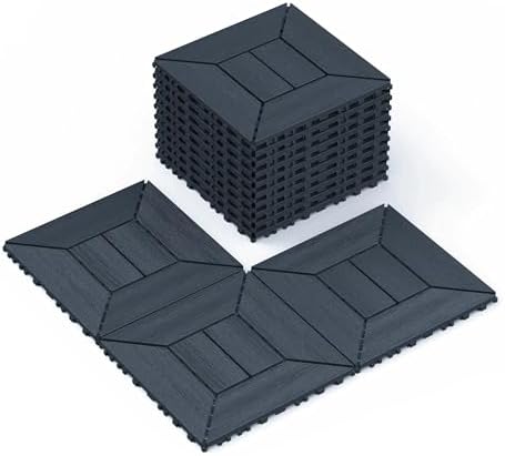Plastic Interlocking Deck Tiles, 12x12 Inches Waterproof Outdoor Patio Flooring by VireoNest