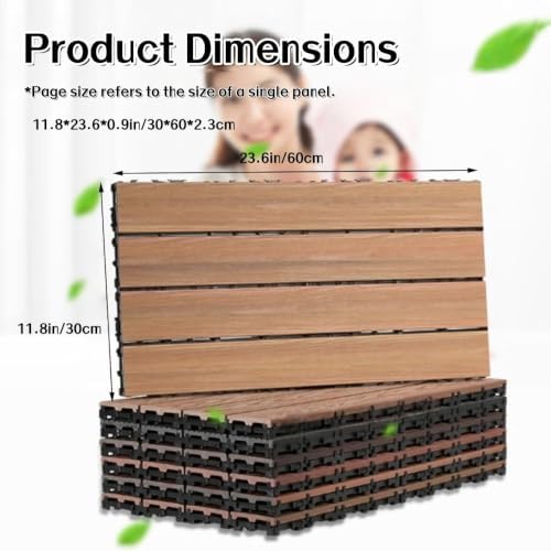 Composite Wood Deck Tiles 24 x 12 in, Interlocking Outdoor Decking Tiles - Image 2