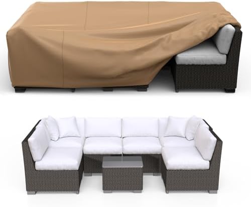 Waterproof Outdoor Patio Furniture Covers 74"L×47"W×28"H Brown by Brosyda