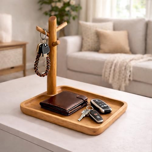 Acacia Wood Key Tray for Entryway Table by E-ROOMTREND