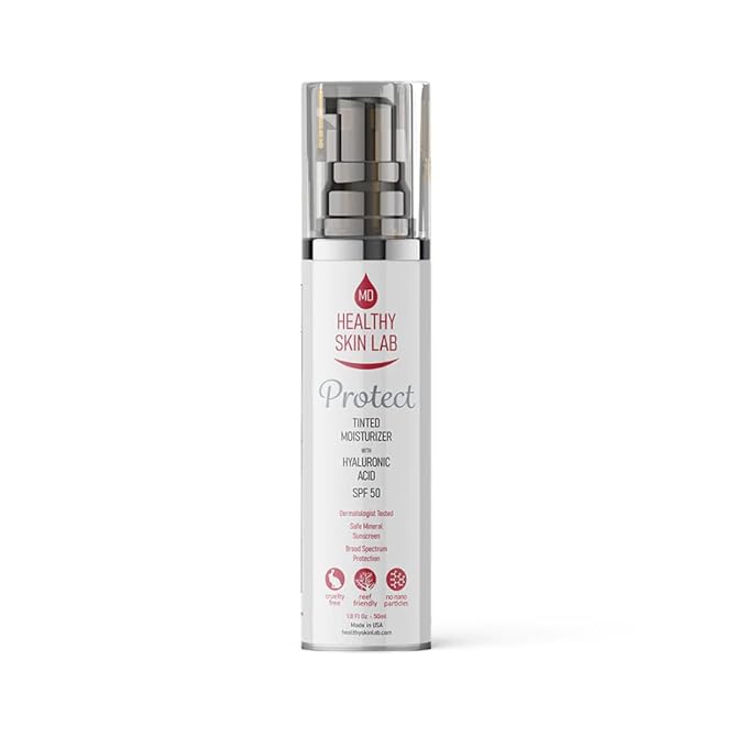 Protect Tinted Moisturizer & Mineral Sunscreen SPF 50, Hyaluronic Acid, Zinc Oxide, Titanium Dioxide for Deep Hydration, Dermatologist-Tested, Suitable for All Skin Types, 50ml