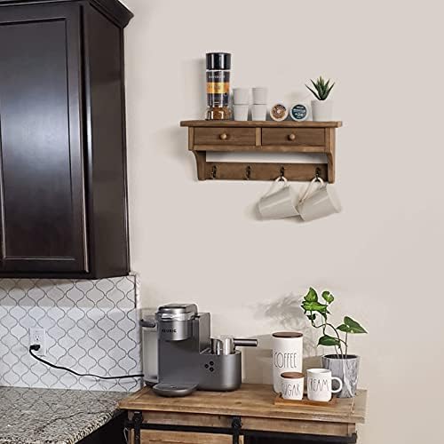 Emfogo Coat Hooks Mounted, Rustic Wood Coat Rack Mount Shelf - Image 7