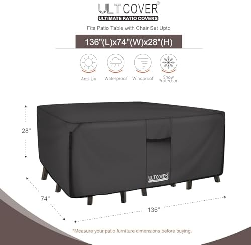 ULTCOVER Waterproof Patio Furniture Cover 136L x 74W in - Image 2