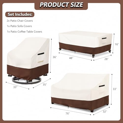Patio Furniture Covers 4 Piece Set, 600D Heavy Duty Outdoor Furniture Covers - Image 2