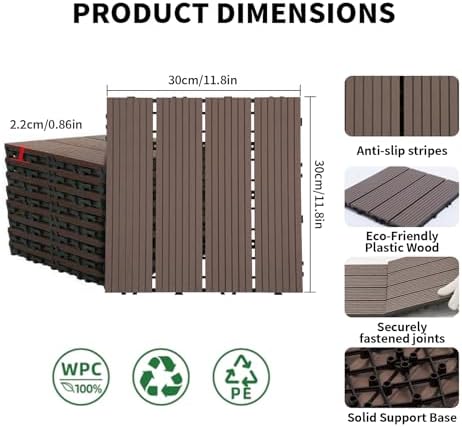 LIVING GREEN 11 PCS Interlocking Deck Tiles, All-Weather & Waterproof Composite - Image 2