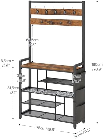 HOOBRO Hall Tree with Bench, Shoe Rack with Coat Rack, Coat Rack with Shoe - Image 4