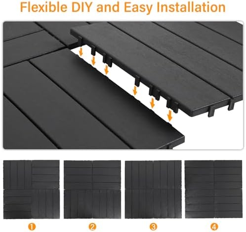 Neoaider 60PCS Plastic Interlocking Decking Tiles 12" x 12", Dark Grey - Image 5