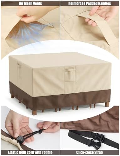 Vailge Patio Outdoor Furniture Covers Waterproof, Square Outdoor Table Cover - Image 4
