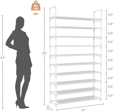 LANTEFUL Tall Shoe Rack 10 Tier Shoe Organizer Large Shoe Shelf - Image 3