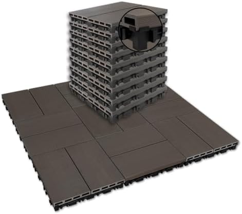 JJWOOD 2-Inch Thick Interlocking Deck Tiles, Water-Resistant Outdoor Floor Tiles by Unknown