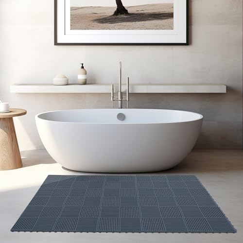 9 Pack Modular Interlocking Tiles Double Non-Slip 12"x12" Dark Gray - Image 5