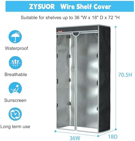 Wire Shelving Dust Cover, Fits 36"Wx18"Dx72"H Storage Shelf & Rack - Image 3
