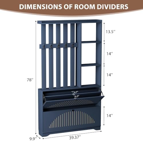 Narrow Hall Tree with Storage, Modern Entryway Coat Rack with Shoe Cabinet - Image 2