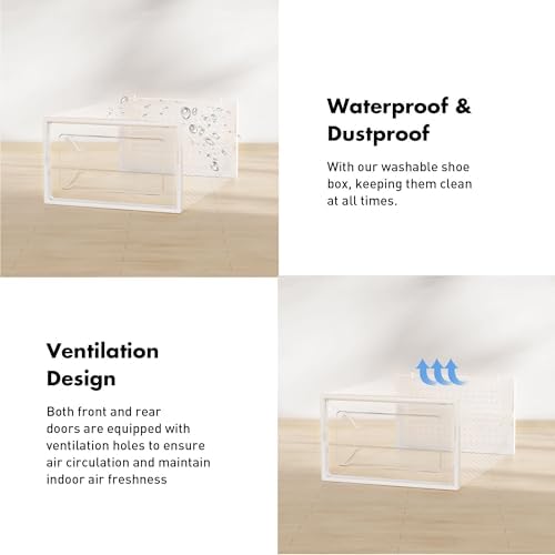 Foluck Shoe Storage Box, 15 Pack Clear Plastic Stackable Organizer - Image 5