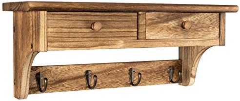 Emfogo Coat Hooks Mounted, Rustic Wood Coat Rack Mount Shelf by Emfogo