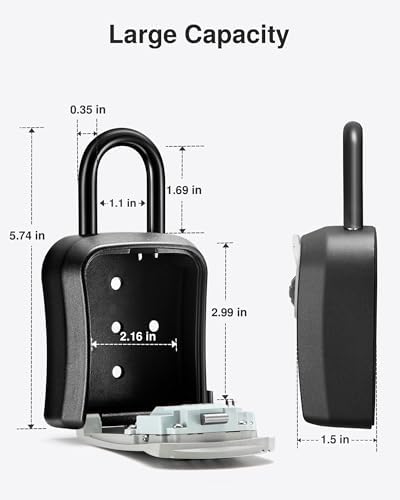 Puroma Key Lock Box Outdoor 4 Digit Code Combination Lockbox House, 8 Gray - Image 3
