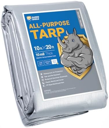 GUARD SHIELD Heavy Duty Tarp 10x20 Feet Silver Multi Purpose Thick Waterproof by GUARDSHIELD