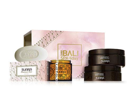 JUARA - Bali Spa-liday Gift Set with Self- Care Calendar | Candlenut Bundle | Includes Bar Soap, Body Polish, Body Creme, Hope Candle, and 30-Day Calendar | Cruelty, Paraben and Sulfate Free | 5pc