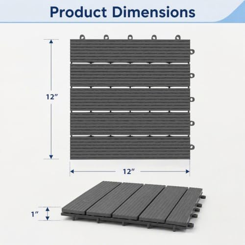 GIANTEX 36 PCS Plastic Interlocking Deck Tiles, Waterproof PP Floor Tiles - Image 6