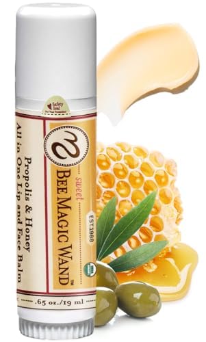 Sweet Bee Naturals Magic Wand - Certified Organic Lip and Face Moisturizing Wand - Natural Chapstick and Balm Wand for Dry Skin and Lips, Non Petroleum Jelly for All Ages and Skin Types,0.65 oz-6 pack