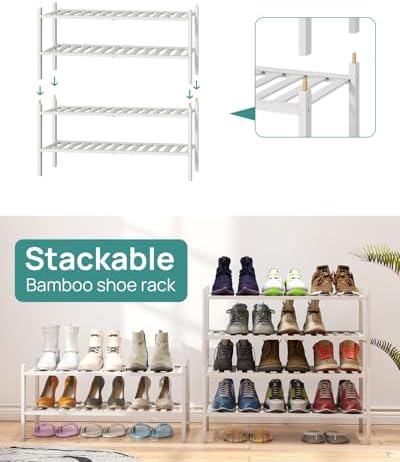 viewcare White Shoe Rack for Entryway, 2 Tier Shoe Organizer for Hallway Closet - Image 6