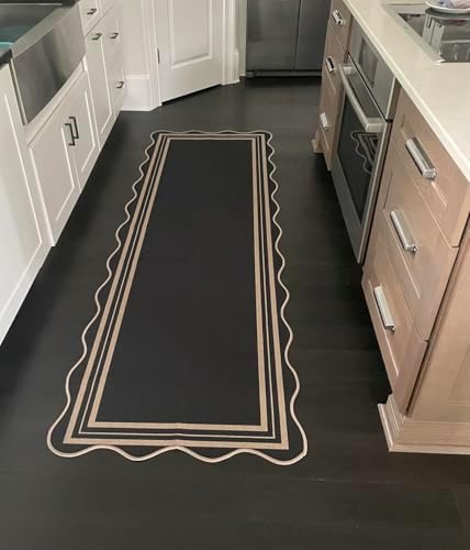 Scalloped 2.6x8 Kitchen Runner Rug, Washable Rugs - Image 3