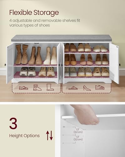 VASAGLE 3-Tier Shoe Storage Bench - Image 4