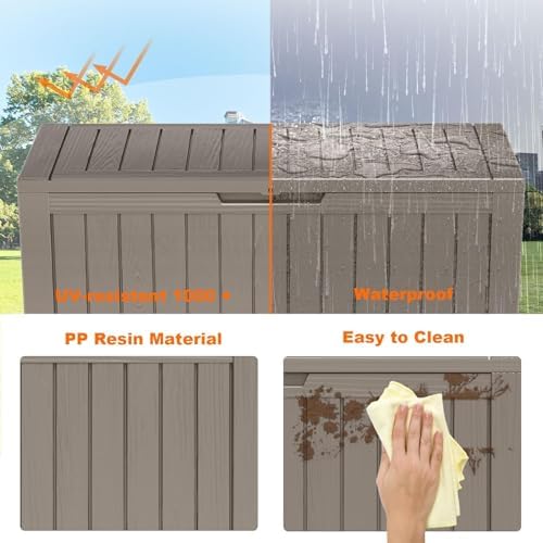 PatioZen 80 Gallon Resin Deck Box, Lockable Outdoor Storage Box - Image 3