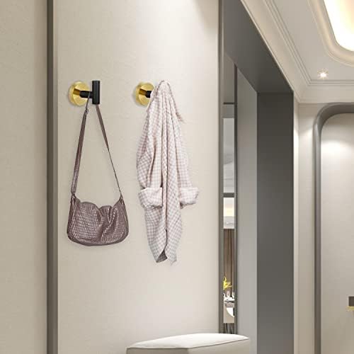 4 Pack Robe Towel Hooks Coat Black Gold Wall Hook Stainless Steel Heavy Duty - Image 6