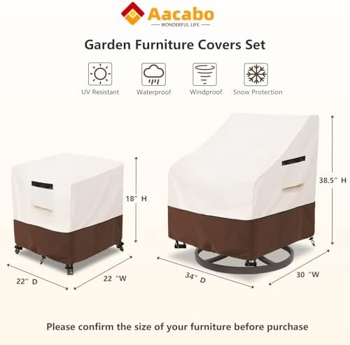Patio Furniture Set Covers for 3 Piece Outdoor Bistro, Waterproof 100% Outdoor - Image 2