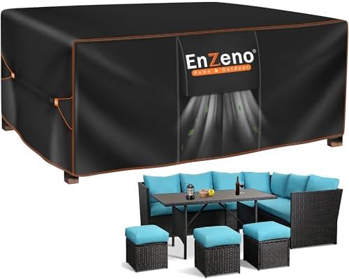Enzeno Patio Furniture Cover Outdoor Waterproof 98"L x 82"W x 35"H by Enzeno