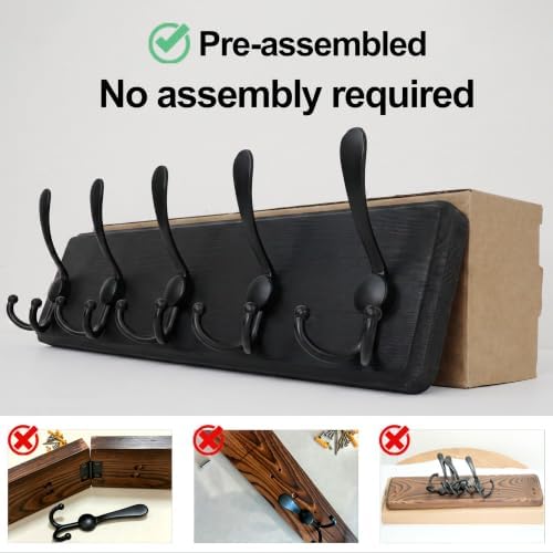 WEBI Rustic Coat Rack Wall Mount, Wood Coat Hooks Wall Mounted Coat Hanger - Image 6